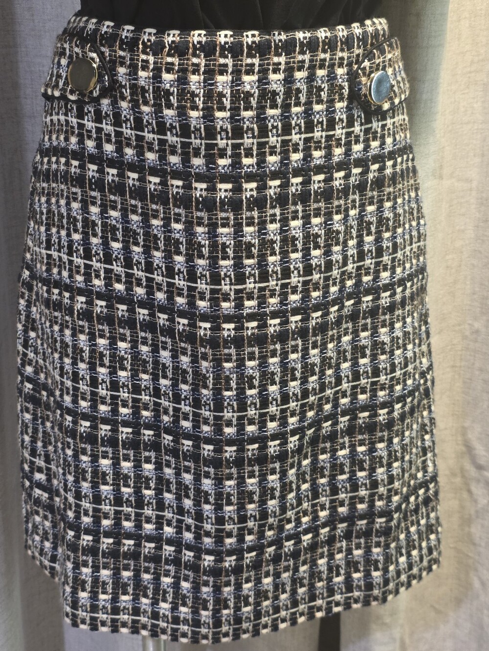 Ann Taylor Black & White Classic Tweed A-Line Skirt